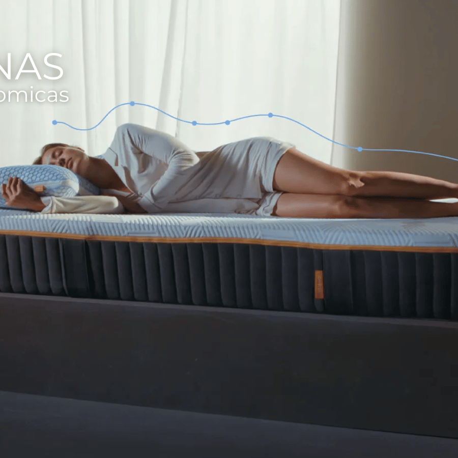Diseño ergonómico del colchón Emma Zero Gravity que ayuda a distribuir el peso corporal y reducir puntos de presión.