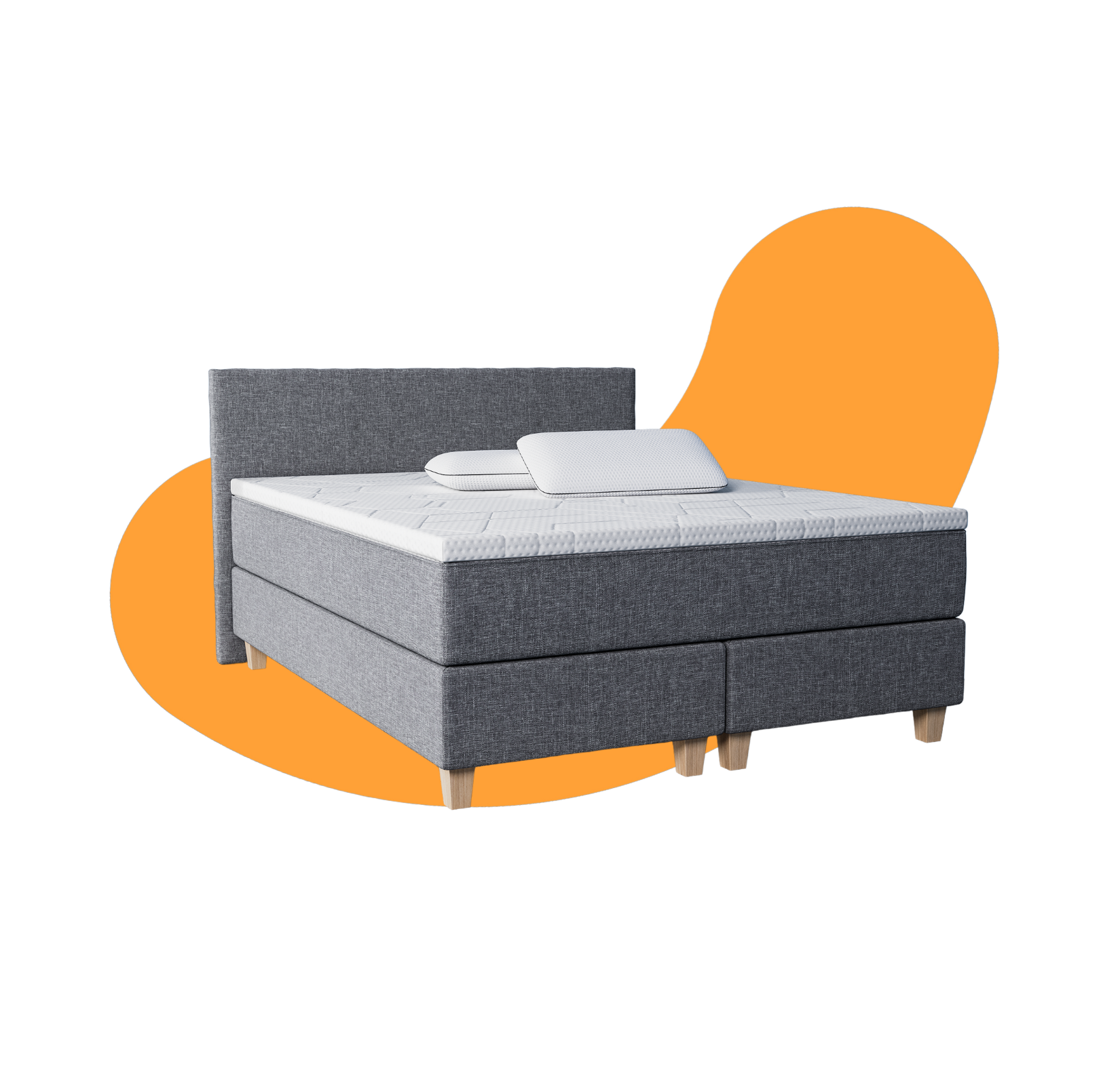 Emma Original Boxspringbett Super Set: Original Boxspringbett Komfort, Premium Topper, 2x Classic Stützkissen.