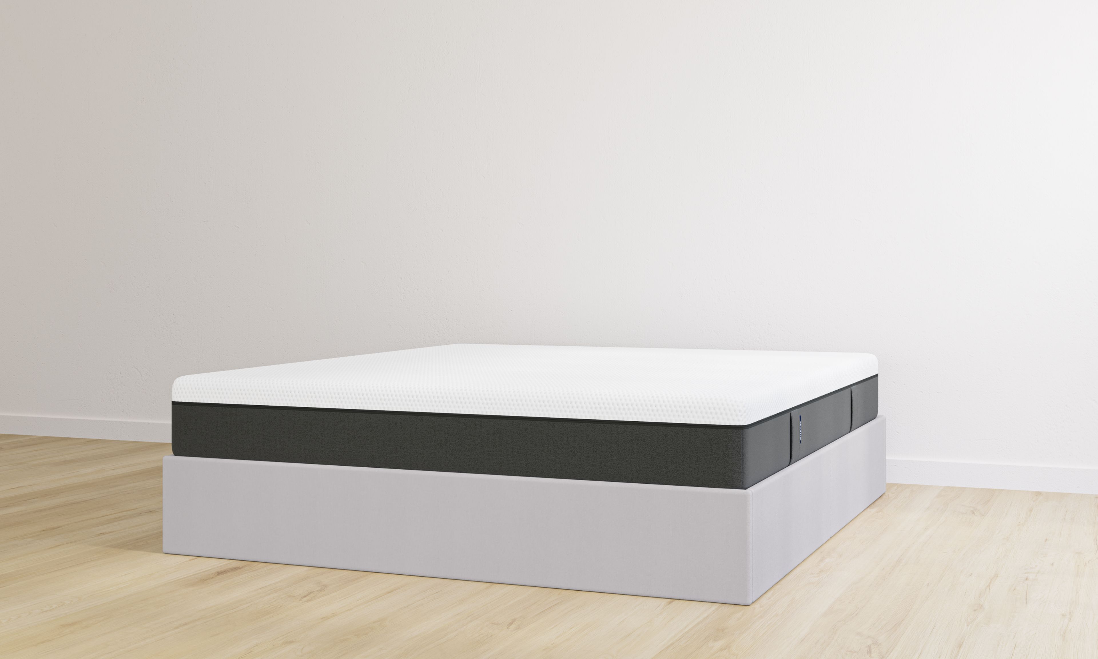 Letto contenitore matrimoniale grigio chiaro senza testiera con materasso