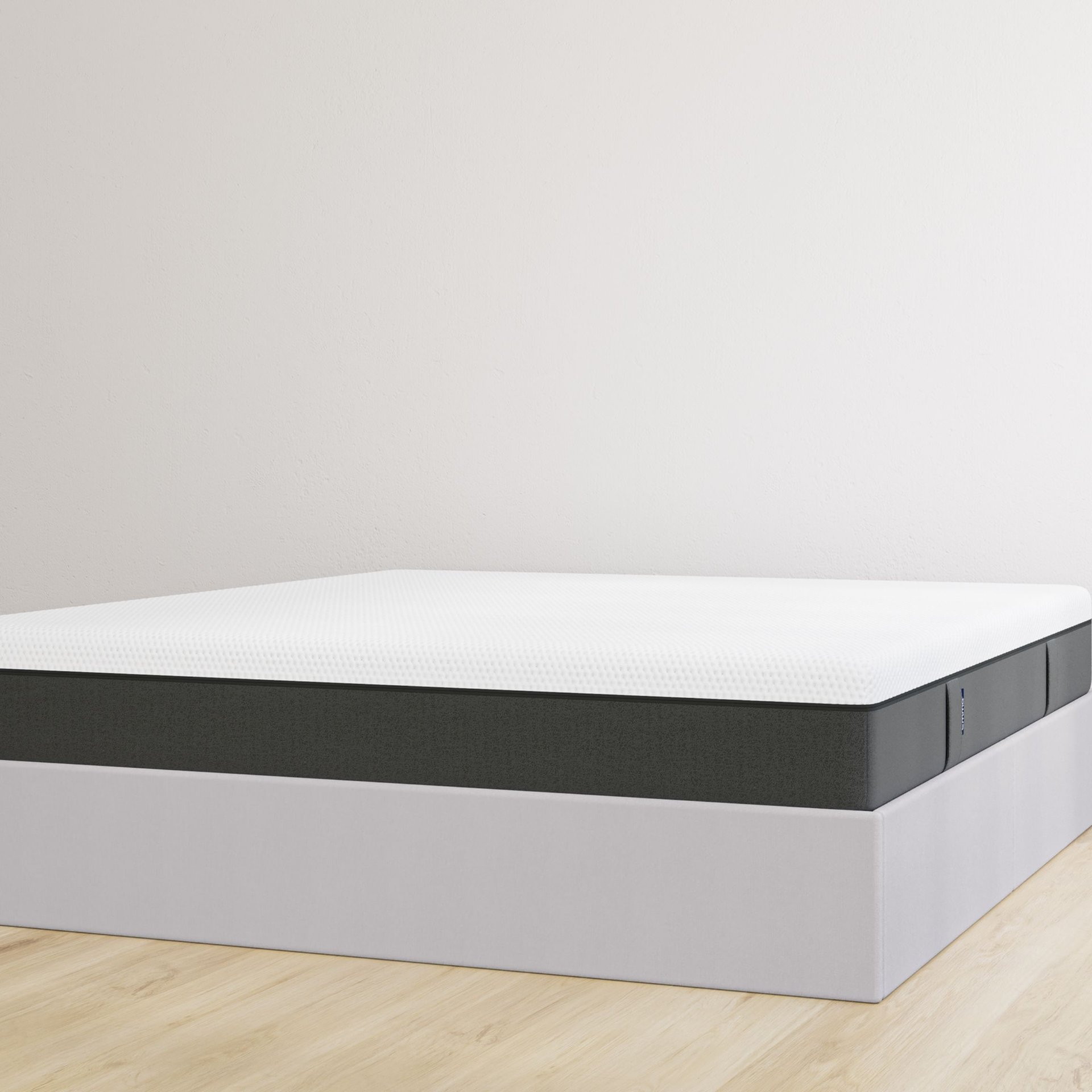 Letto contenitore matrimoniale grigio chiaro senza testiera con materasso