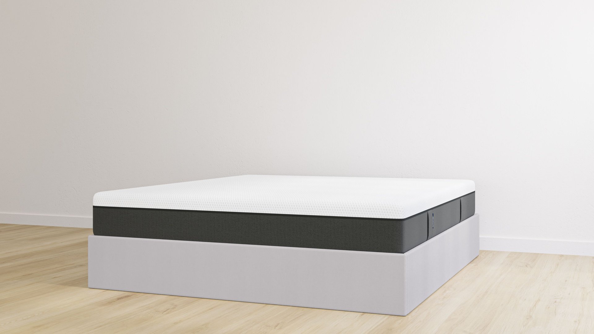 Letto contenitore matrimoniale grigio chiaro senza testiera con materasso