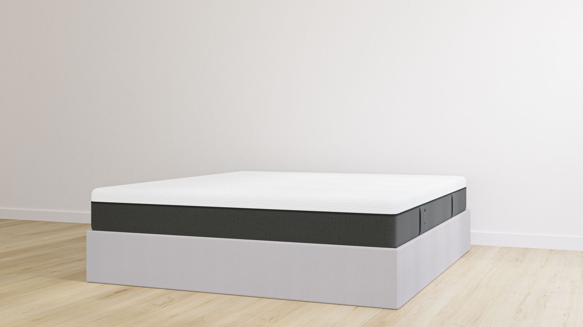 Letto contenitore matrimoniale grigio chiaro senza testiera con materasso