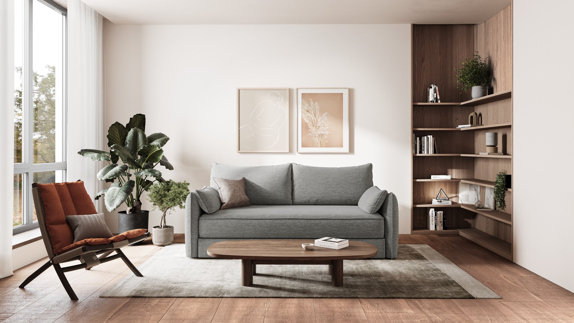 Emma Premium Schlafsofa in modernem Wohnzimmer.