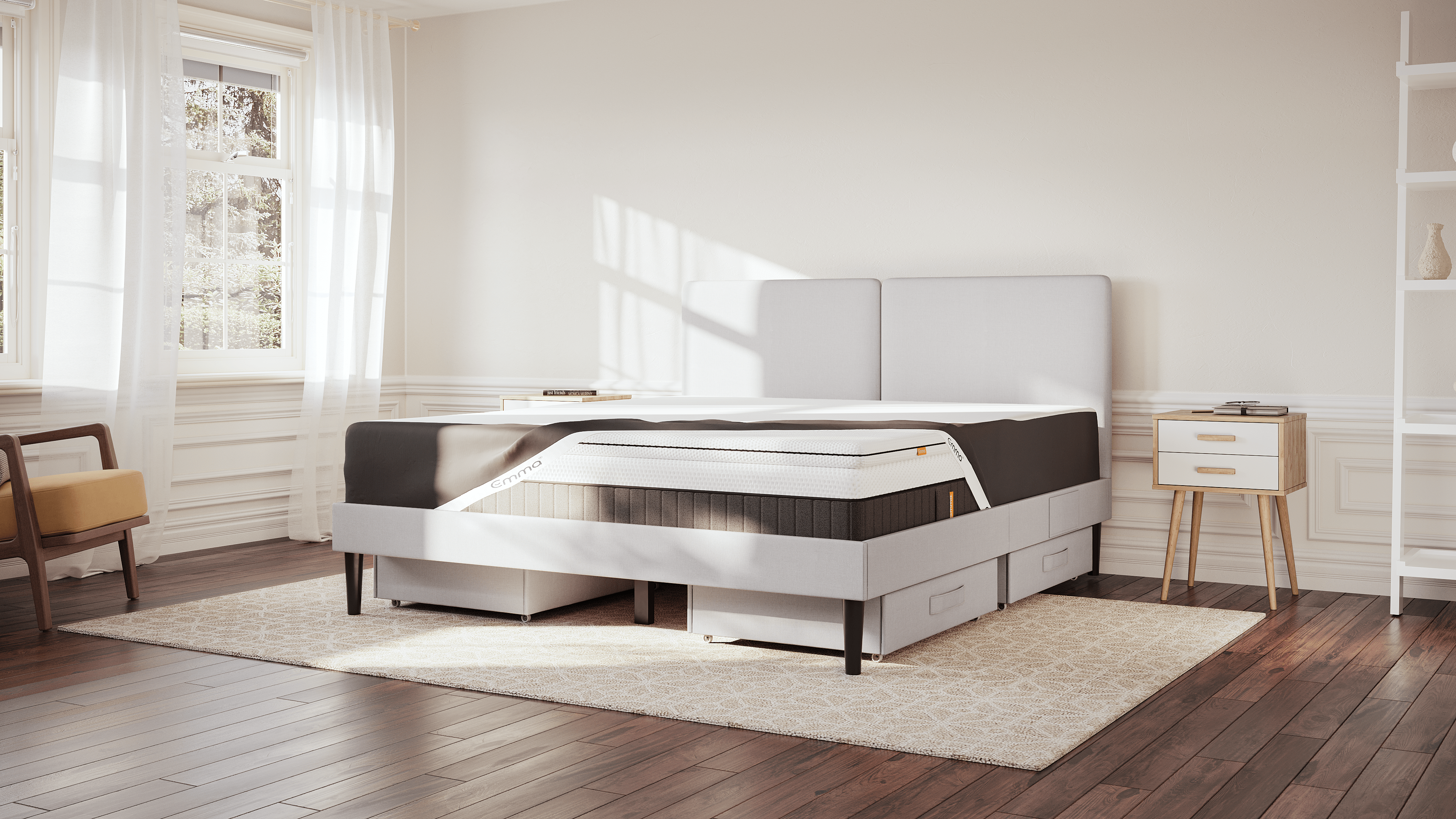 Protector de colchón en una cama completa