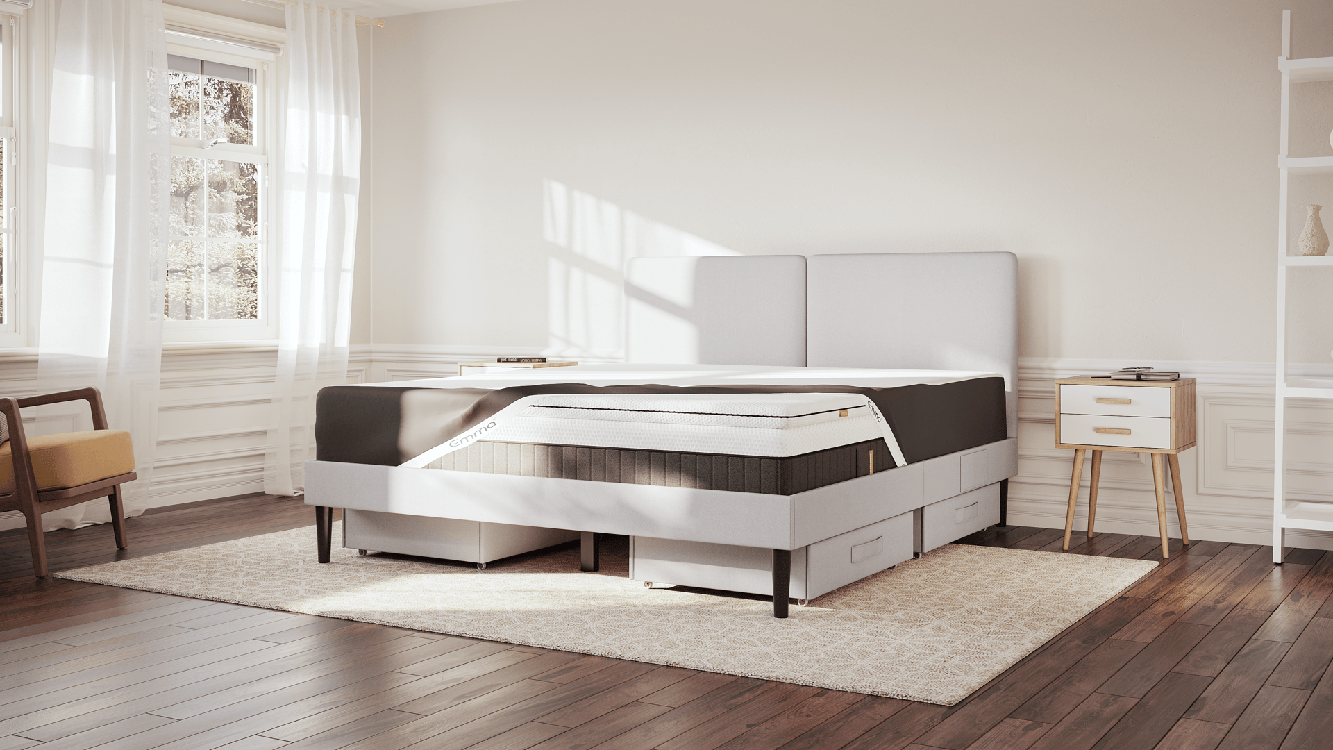 Protector de colchón en una cama completa