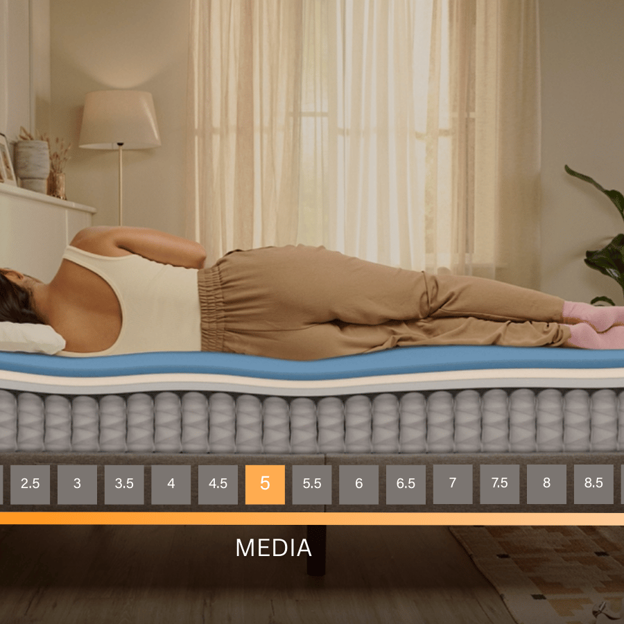 Emma Hybrid Premium con firmeza media que combina suavidad y soporte para un descanso equilibrado y confortable.