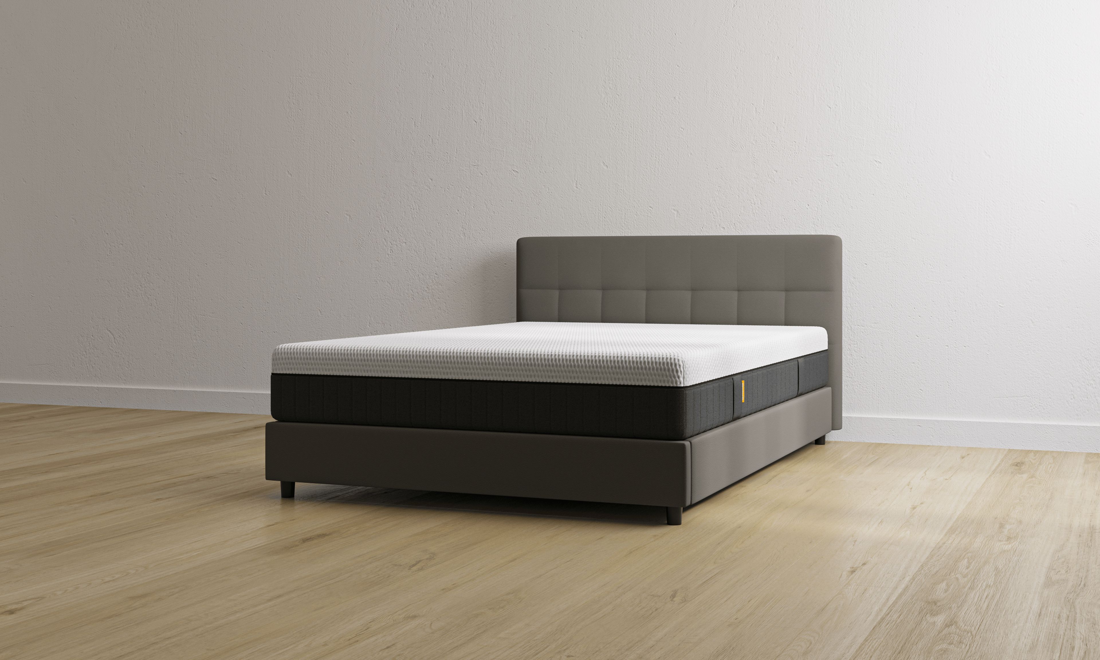 Letto contenitore grigio con testiera con materasso