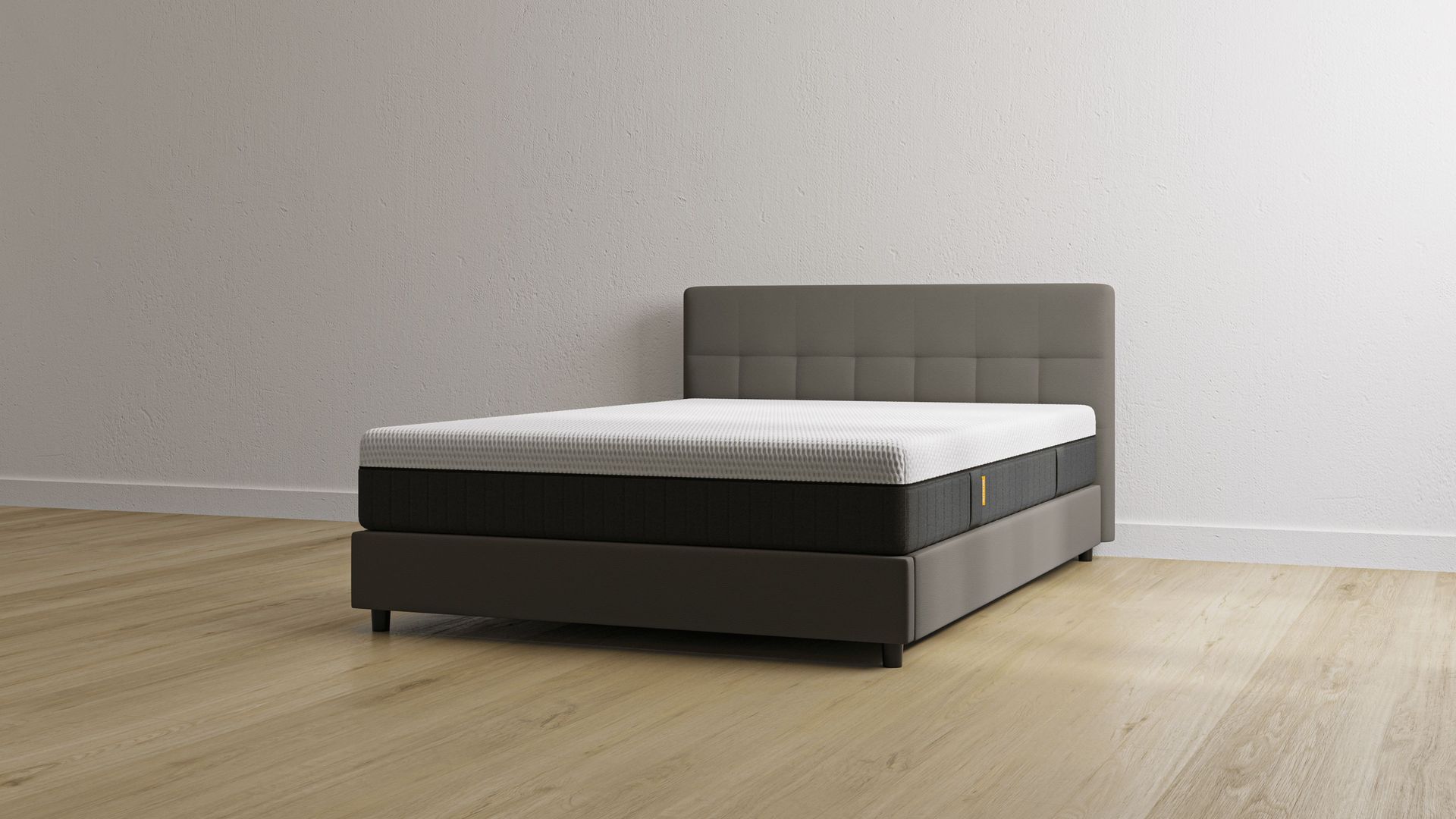 Letto contenitore grigio con testiera con materasso