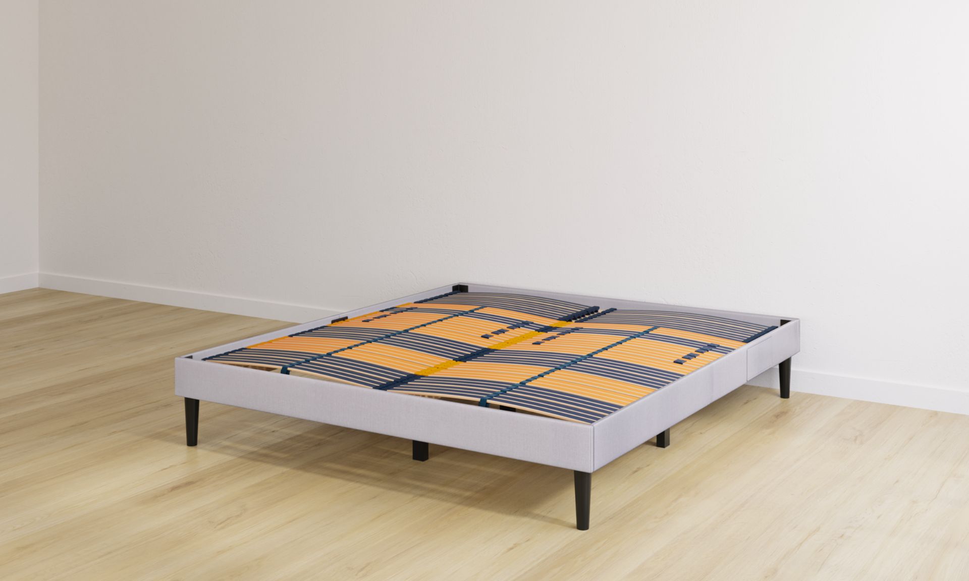 Base letto matrimoniale grigio chiaro con doghe premium