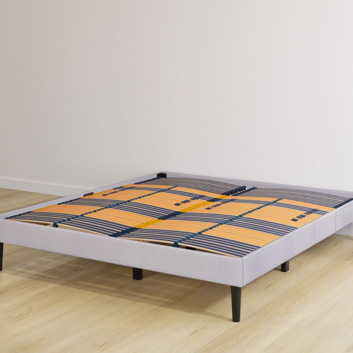 Base letto matrimoniale grigio chiaro con doghe premium