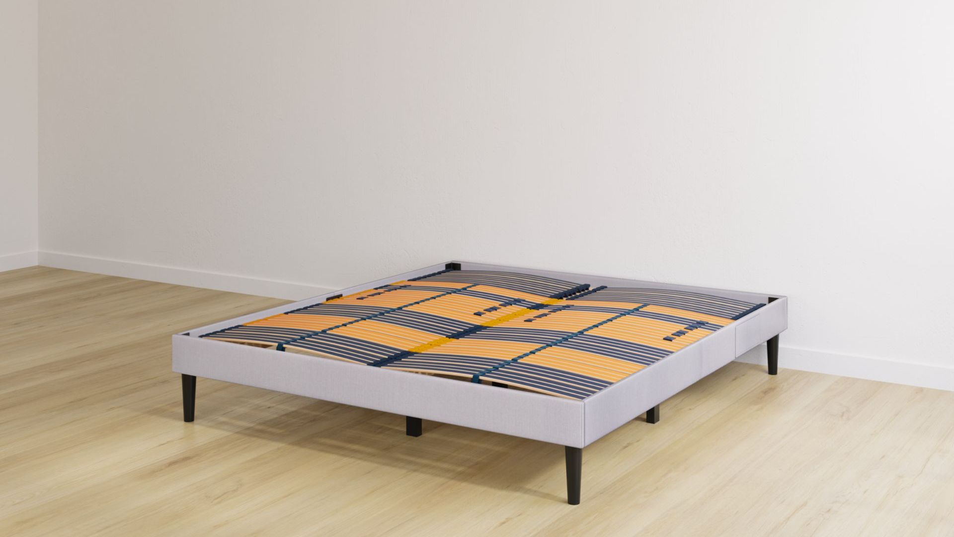 Base letto matrimoniale grigio chiaro con doghe premium