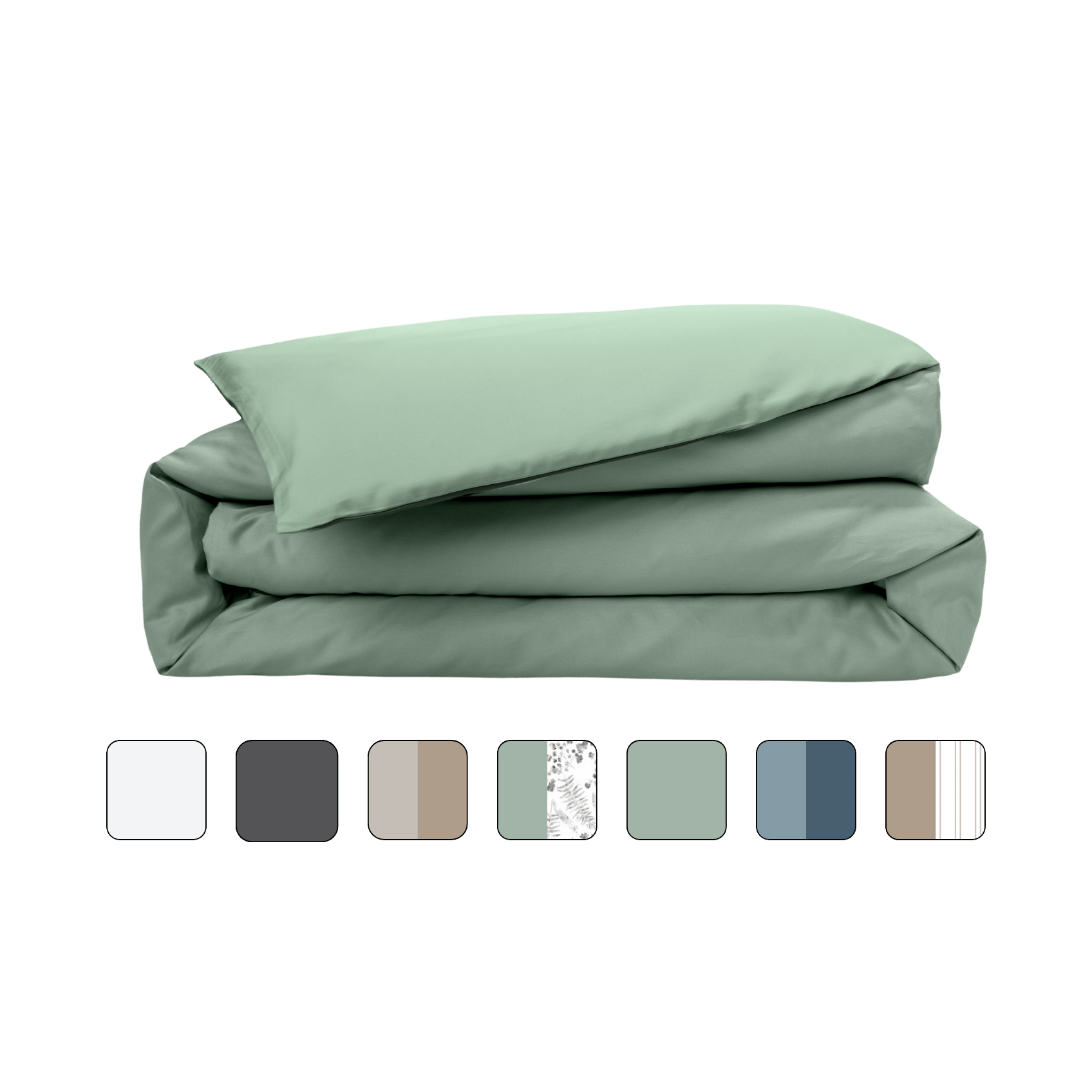 Housse de couette pliée avec échantillon de couleurs.