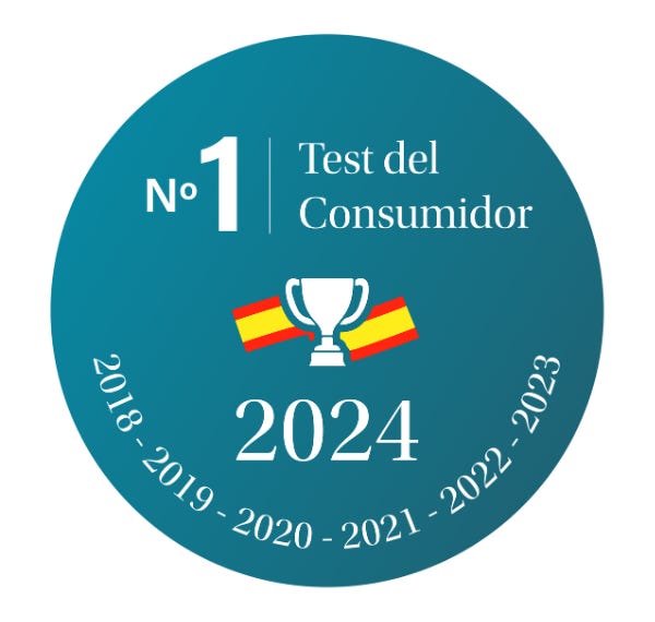 sello numero 1 en el test del consumidor 2024 por 7 años consecutivos