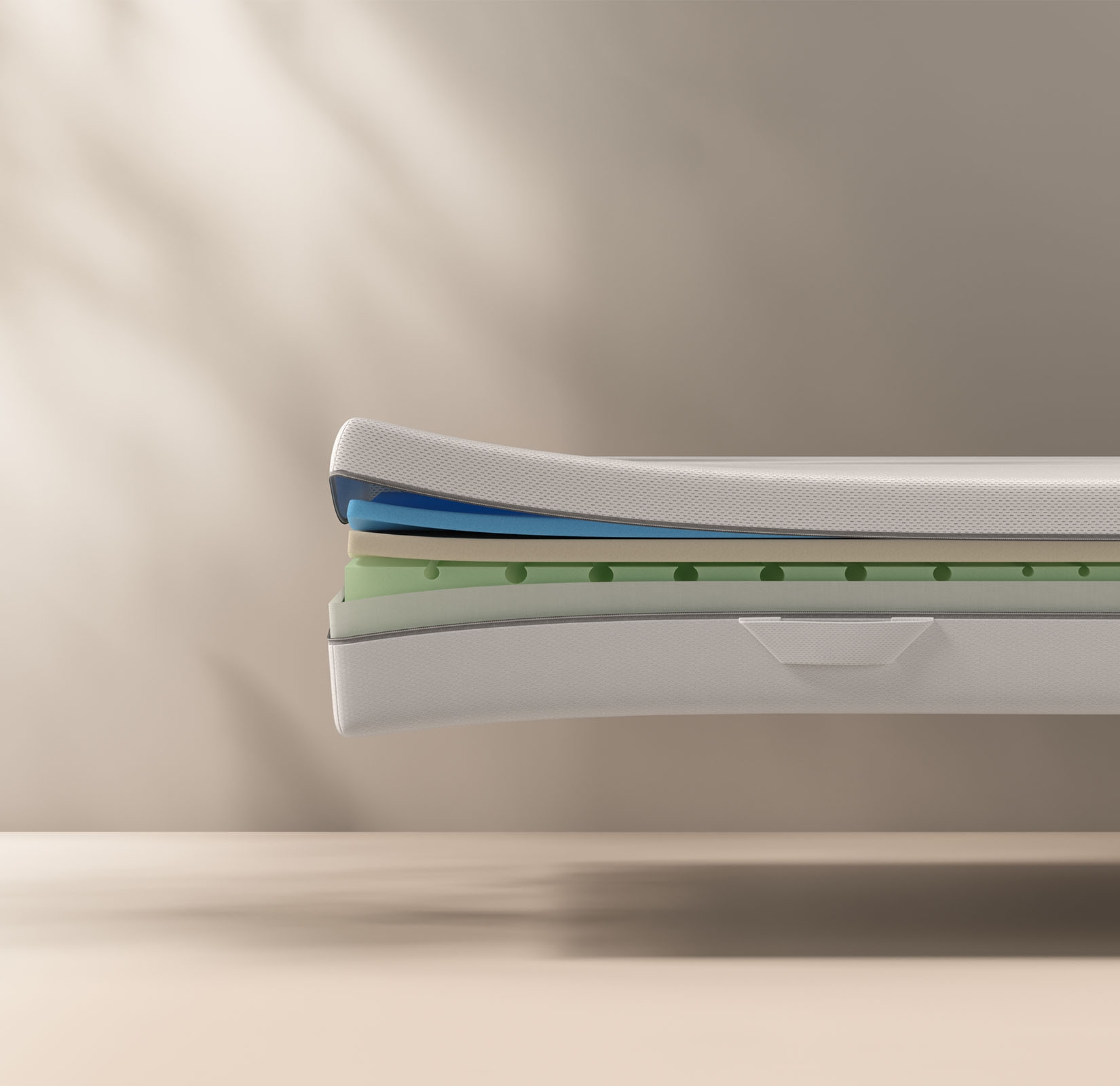 Colchon de espuma zoom lateral. en capas