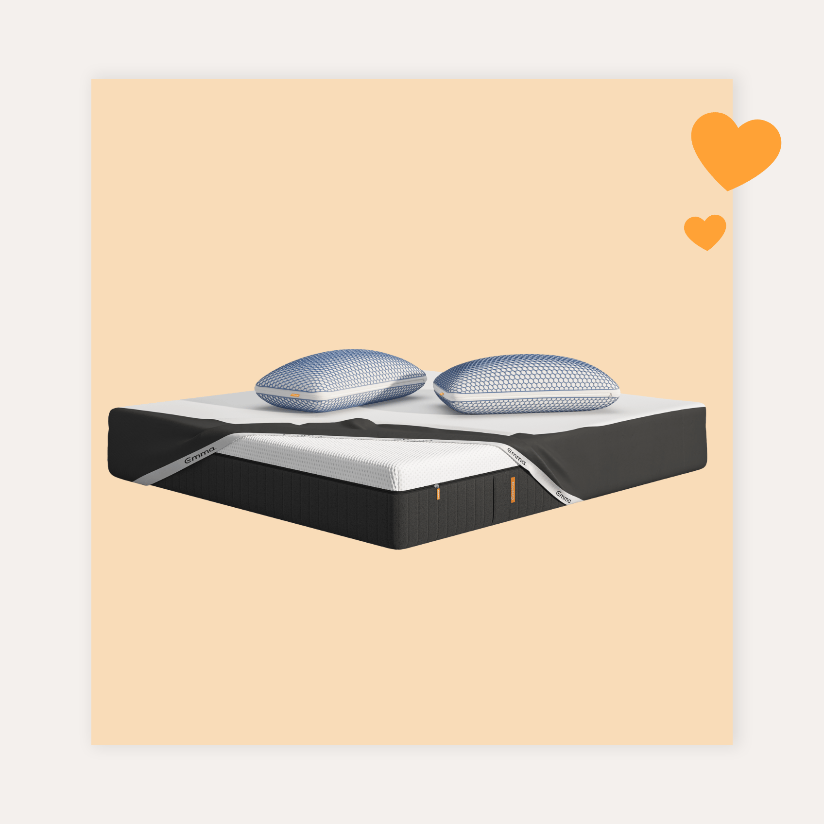 Materasso a strati visibili con sezione bianca, blu, verde e grigia, disposti a ventaglio su base nera.