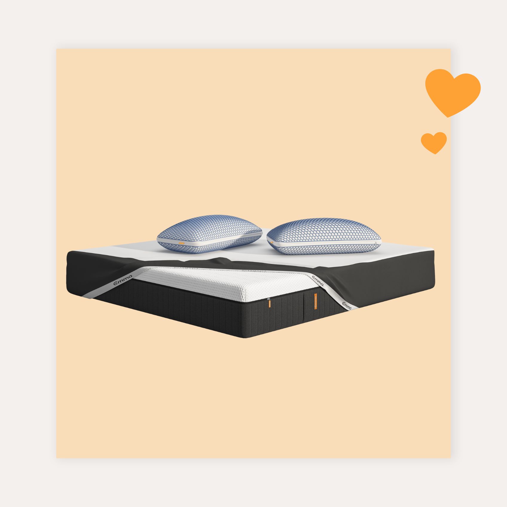 Materasso a strati visibili con sezione bianca, blu, verde e grigia, disposti a ventaglio su base nera.