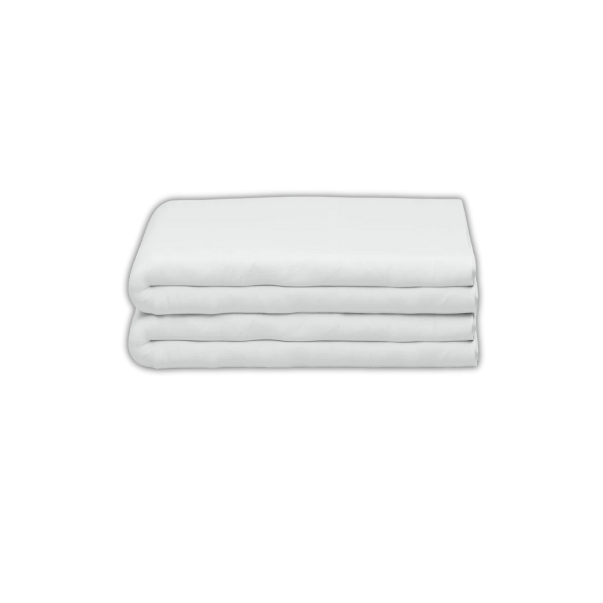 Lenzuolo bianco piegato su sfondo bianco.