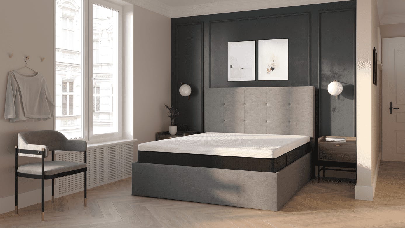 Storage bed light grey design shot