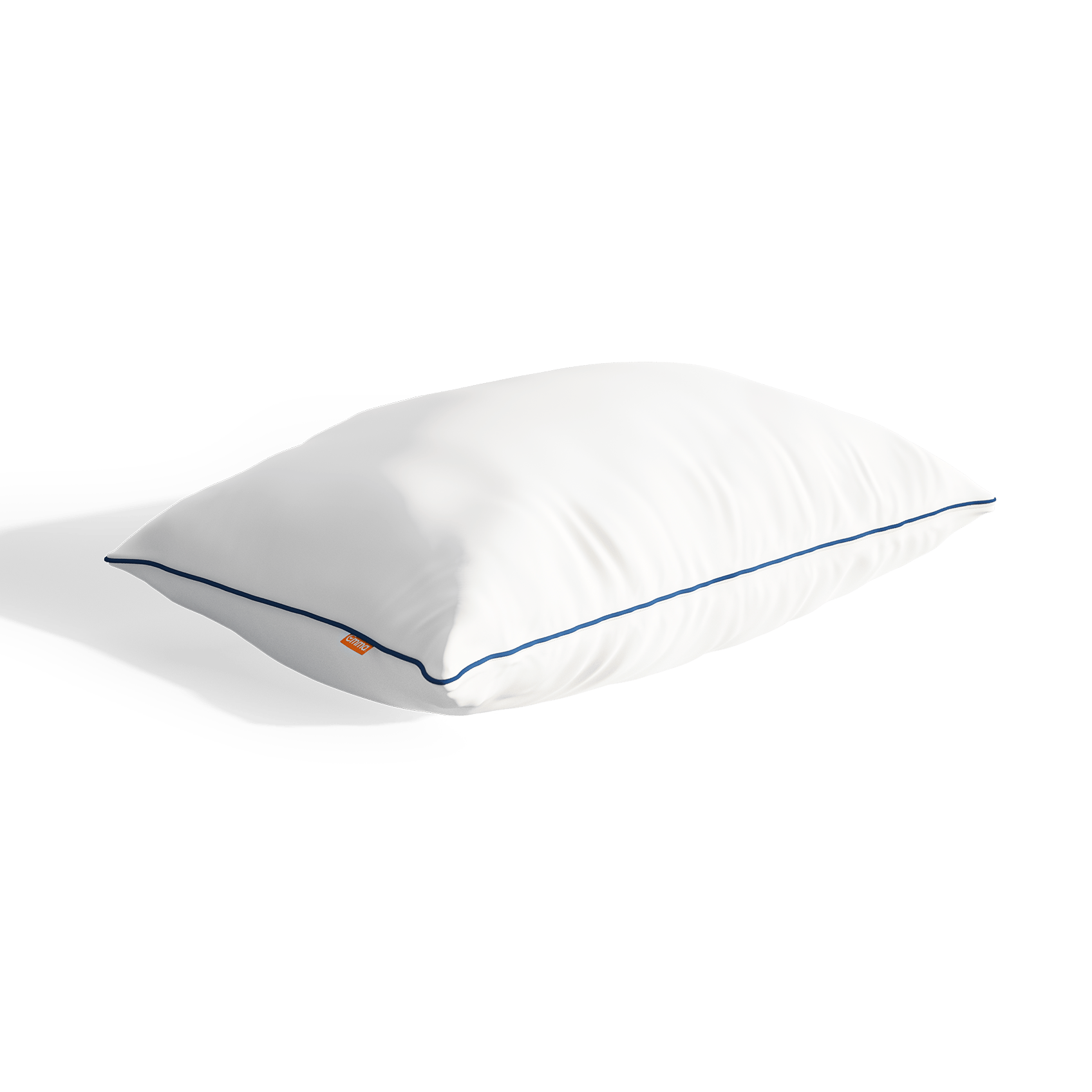 Cuscino bianco con bordo sottile scuro.