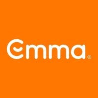 Logo Emma blanco sobre fondo naranja
