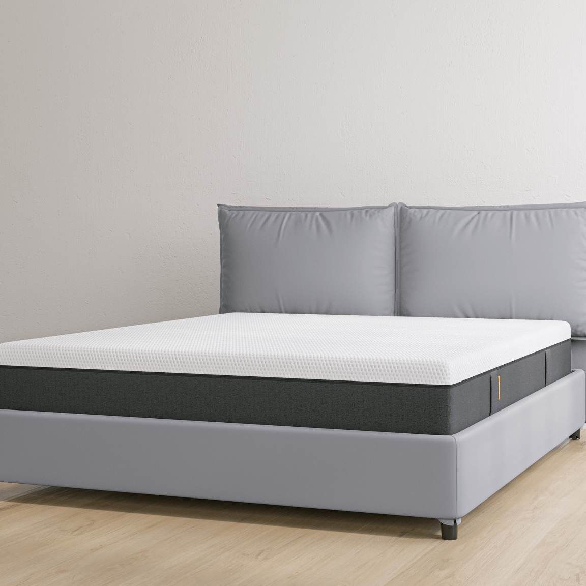 Letto contenitore grigio pelle matrimoniale con materasso hybrid