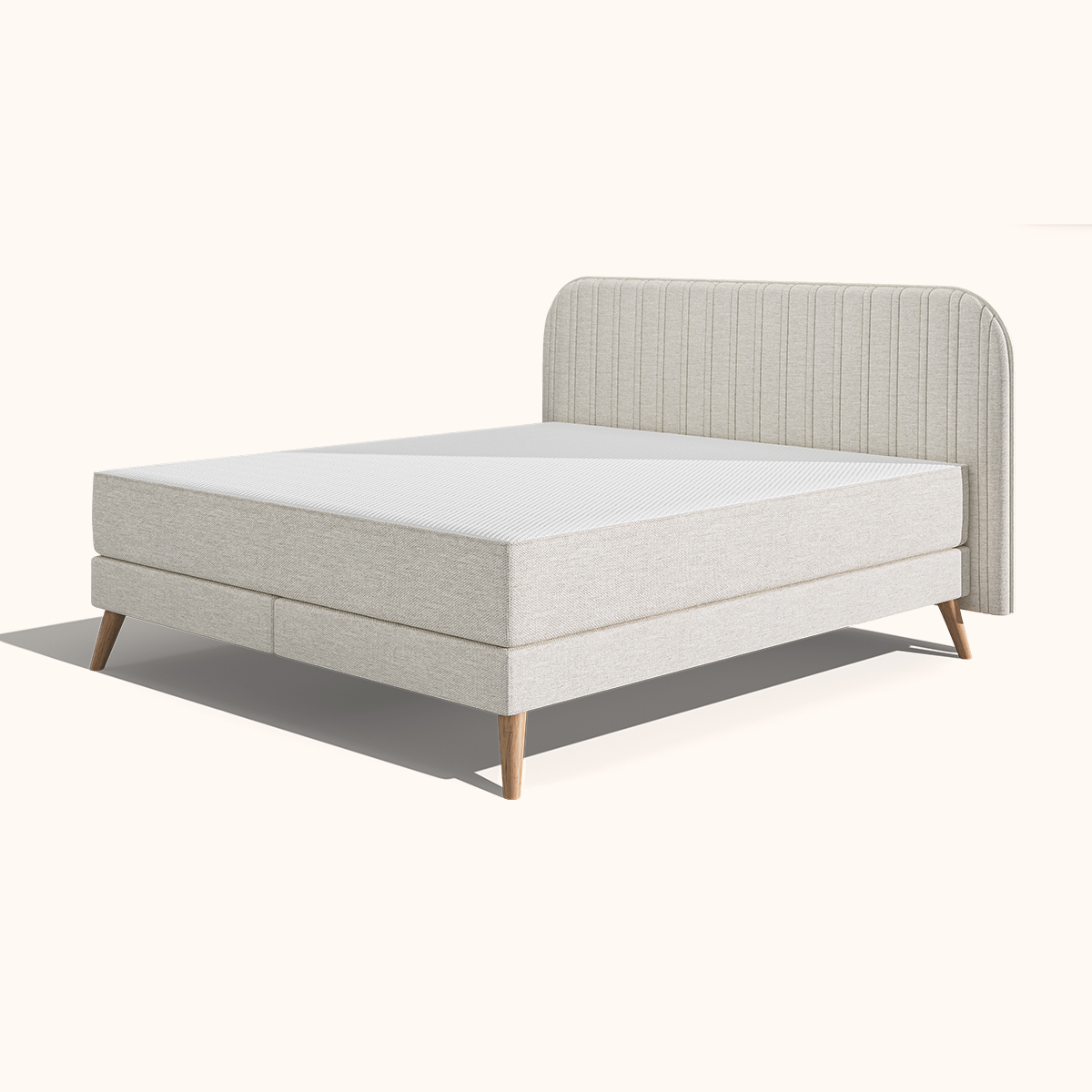 Emma Original Elite Boxspringbett Komfort – Mint - 160x200 cm - Kopfteil Streifen - Holzfüß XEMBDBSI160200_00624
