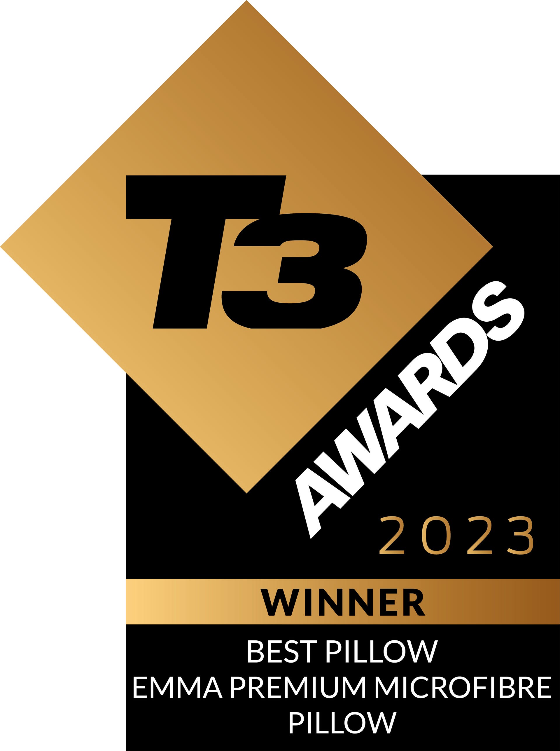T3 Awards 2023. Winner Best pillow: Emma Premium Microfibre Pillow