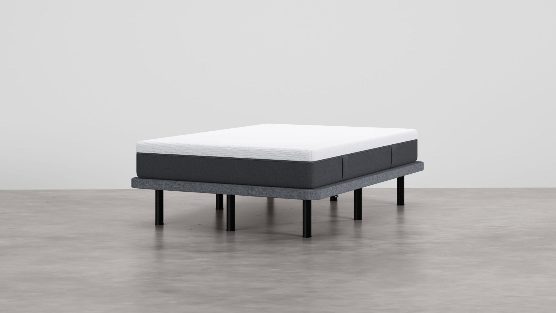 Base tapizada gris con colchón Emma