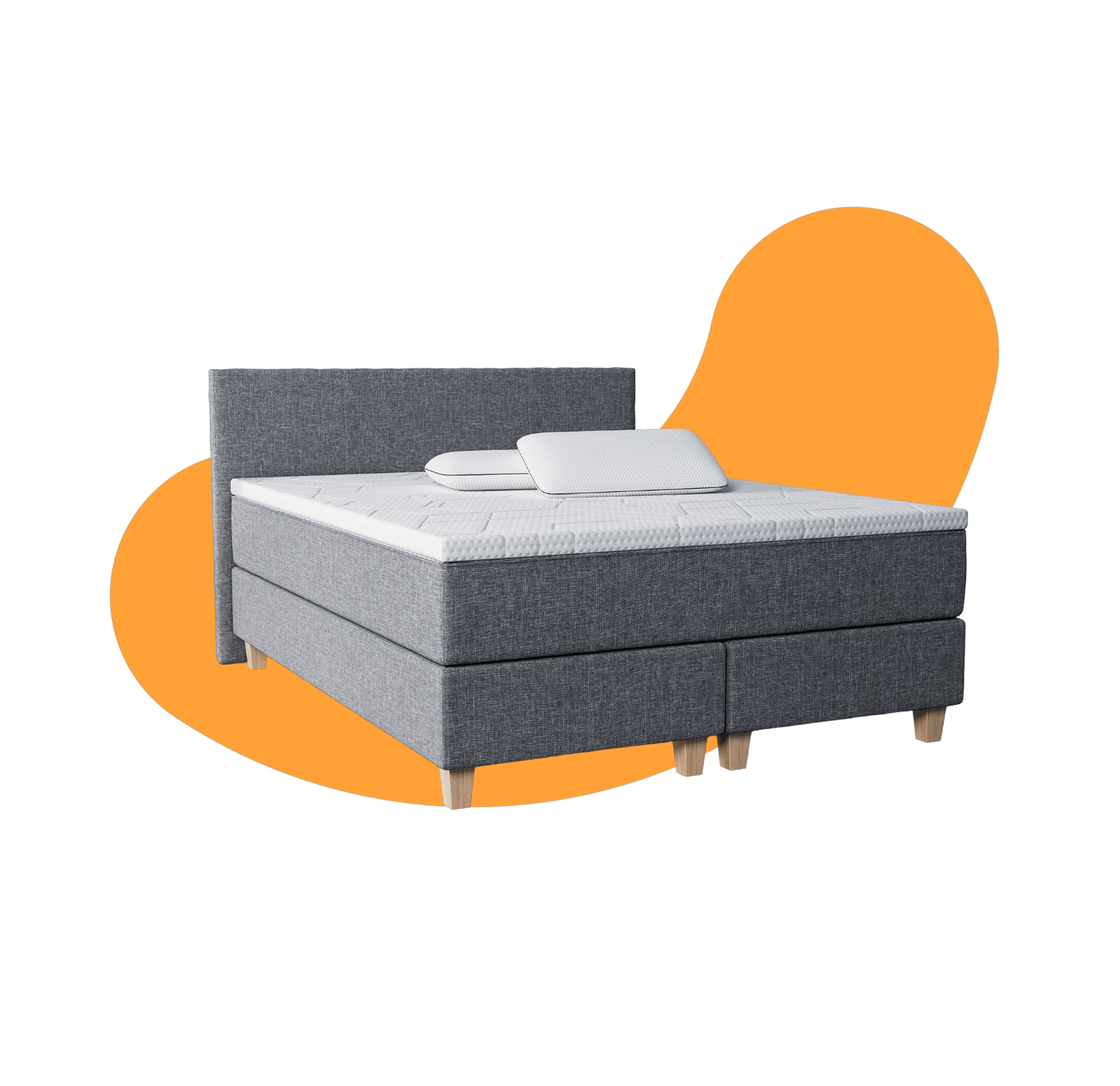 Emma Original Boxspringbett Komplettset: Original Boxspringbett, Premium+ Topper, 2x Premium Stützkissen.