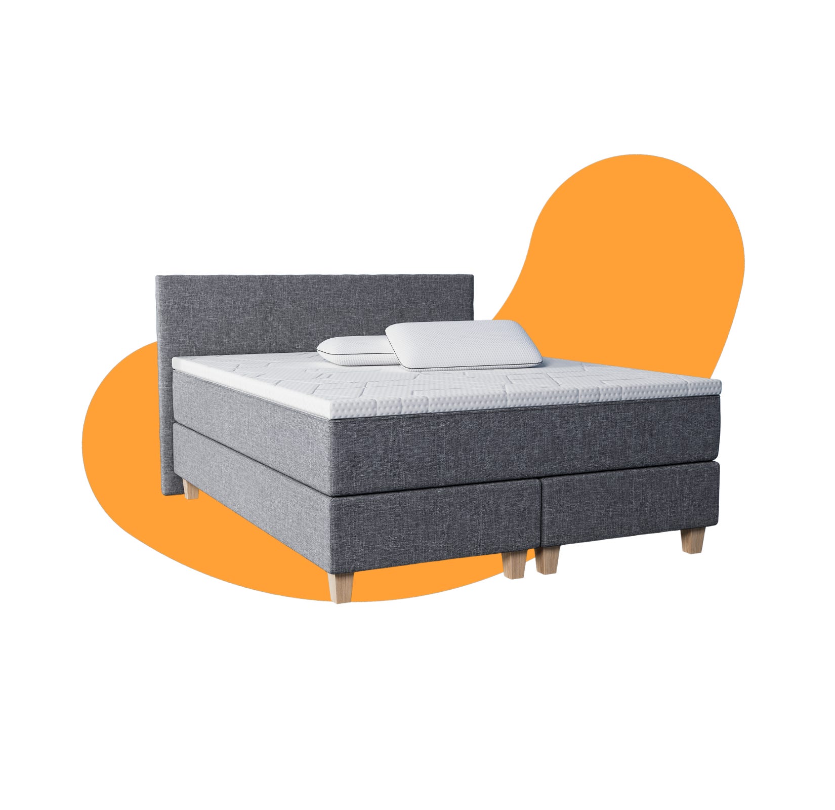 Emma Classic Boxspringbett Komfort Set: Classic Boxspringbett Komfort, Premium+ Topper, 2x Classic Stützkissen.