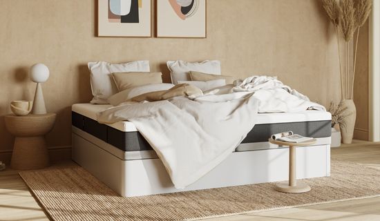 Canapé abatible de madera Emma doble color blanco con colchón viscoelástico Emma