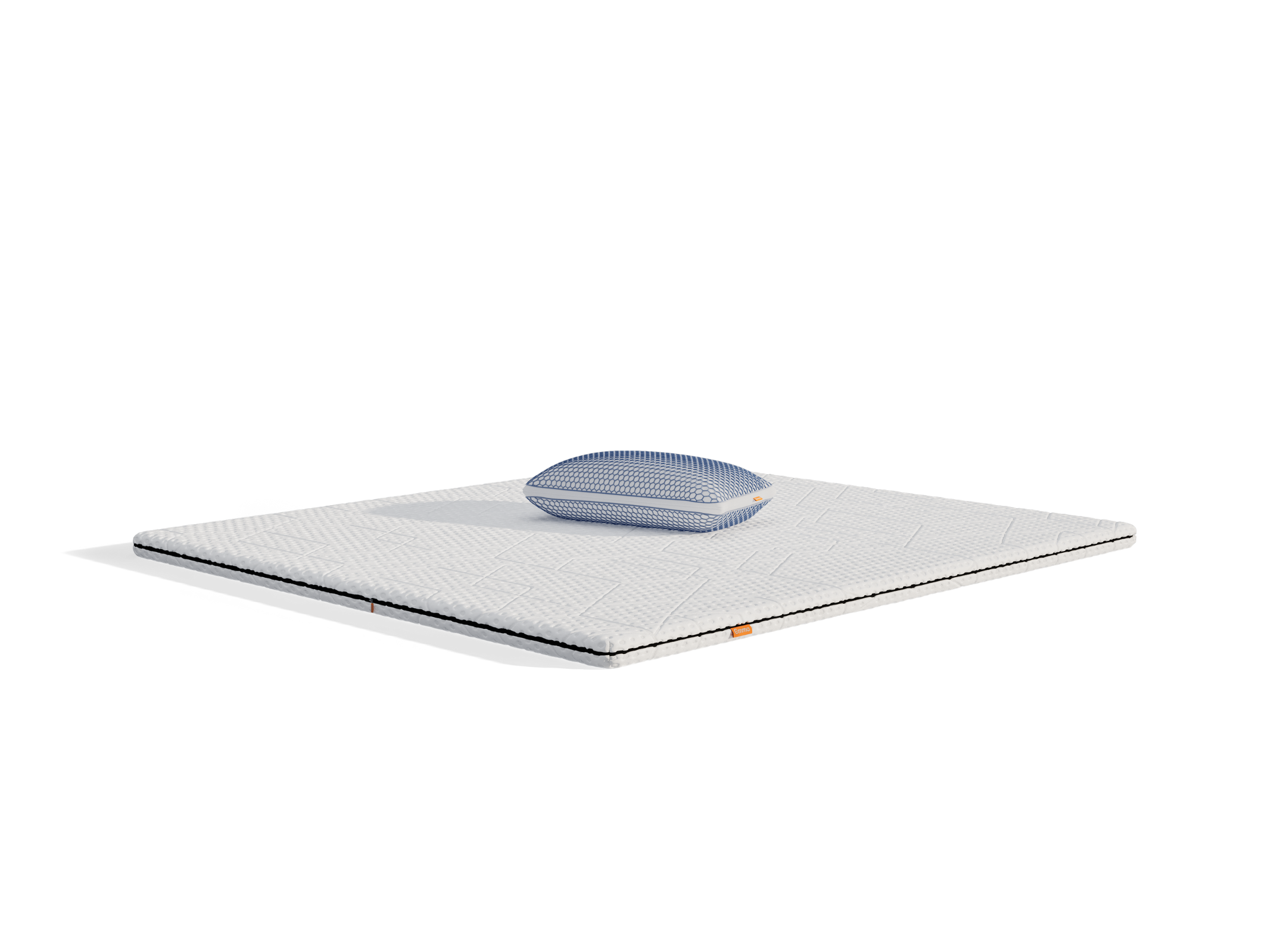 Uma imagem do kit zero gravity, que inclui um sobrecolchão Zero Gravity, e uma Almofada Emma Original Elite