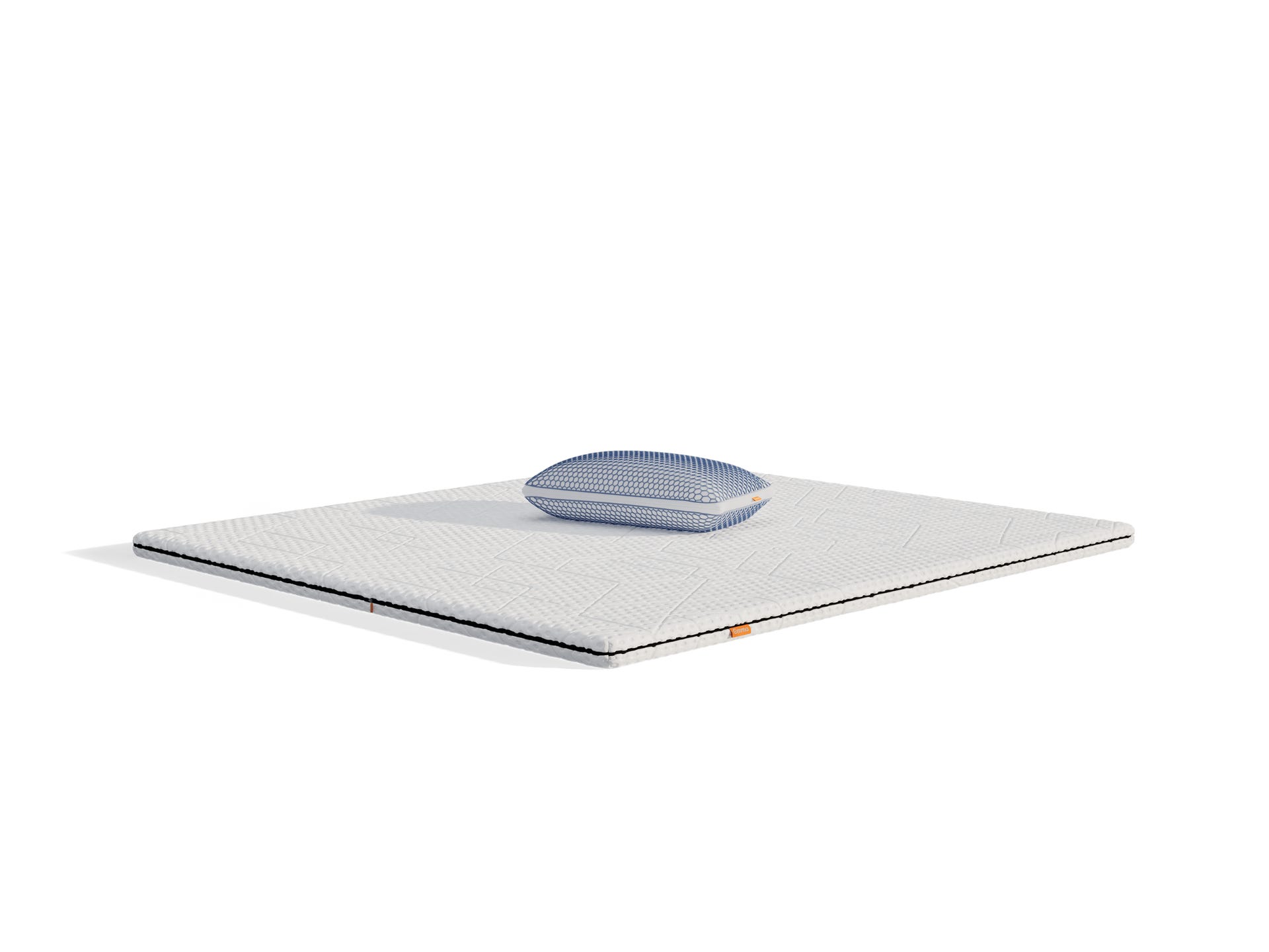 Uma imagem do kit zero gravity, que inclui um sobrecolchão Zero Gravity, e uma Almofada Emma Original Elite