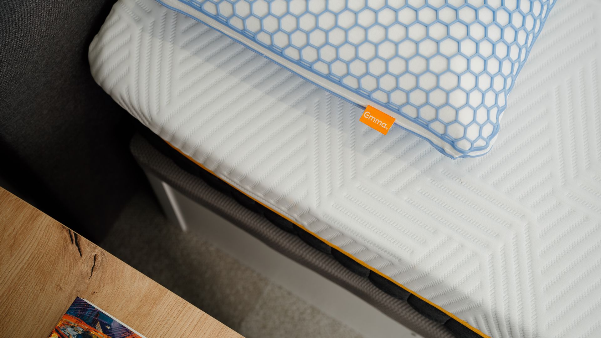 Vista superior del Pack Canapé Elite con colchón y almohadas.