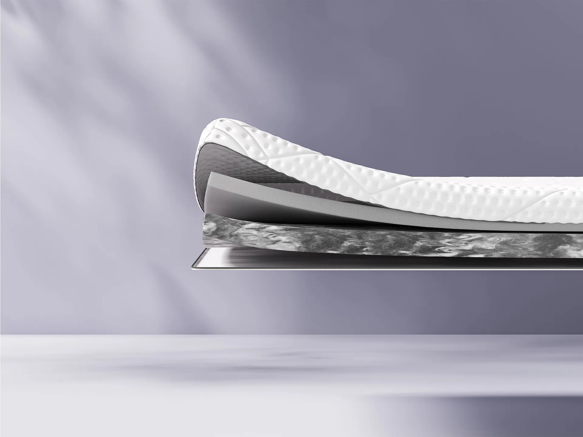 Emma Diamond Topper in zijaanzicht, met zichtbare lagen van schuim en textuur voor comfort en ondersteuning.