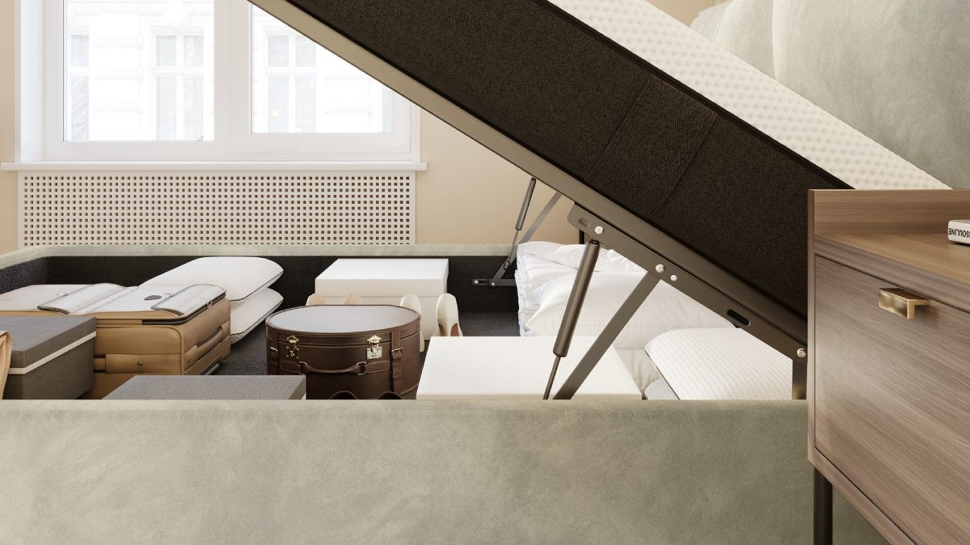 letto contenitore in microfibra dettaglio meccanismo di apertura