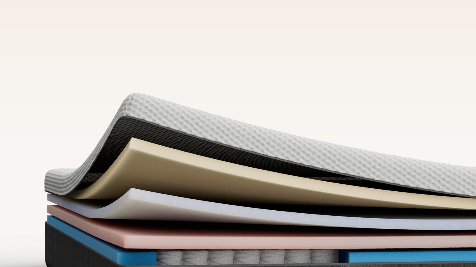 Emma Original mattress layers view showing multiple foam layers including a blue foam layer.