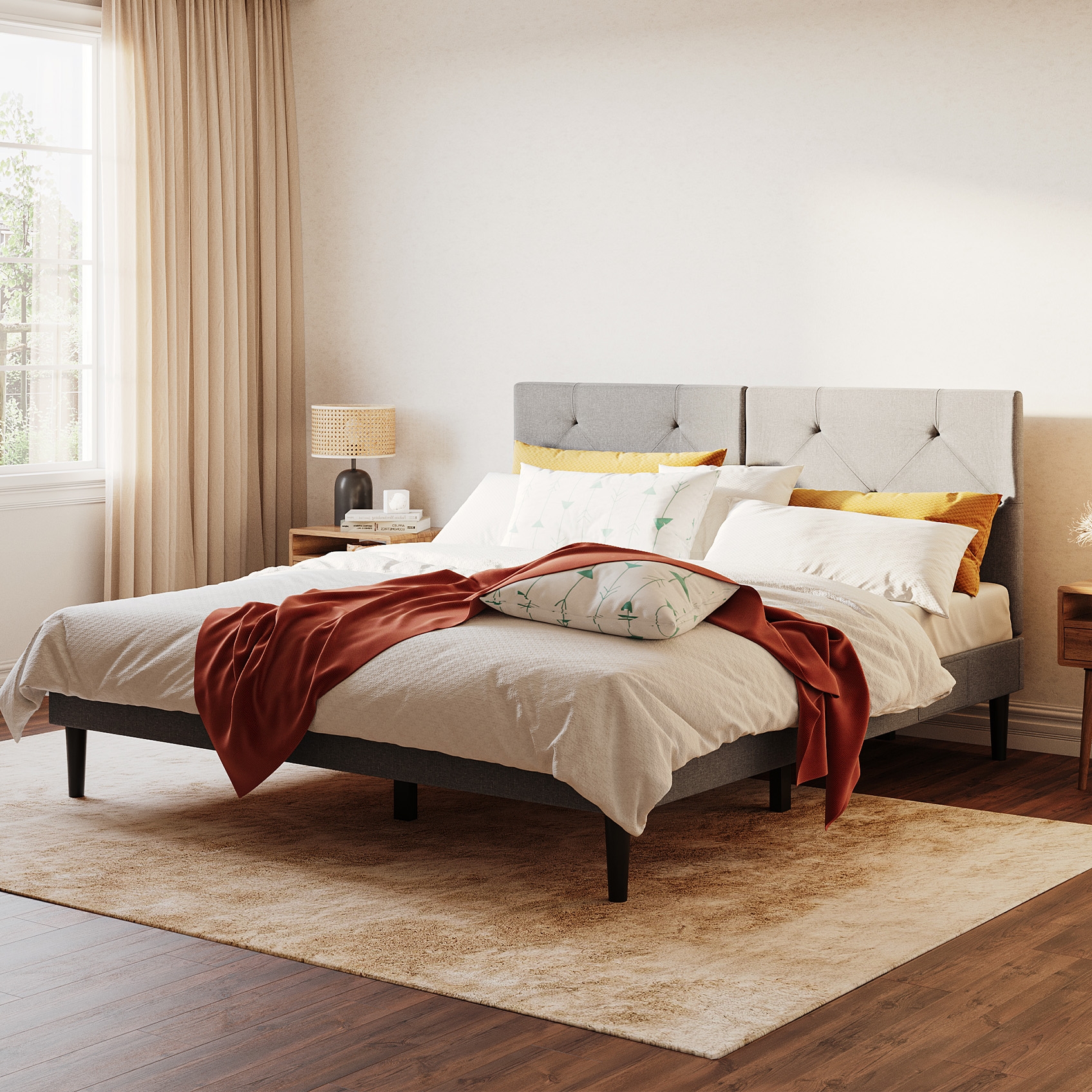 The front view of an Emma Signature Bed in a bedroom.
