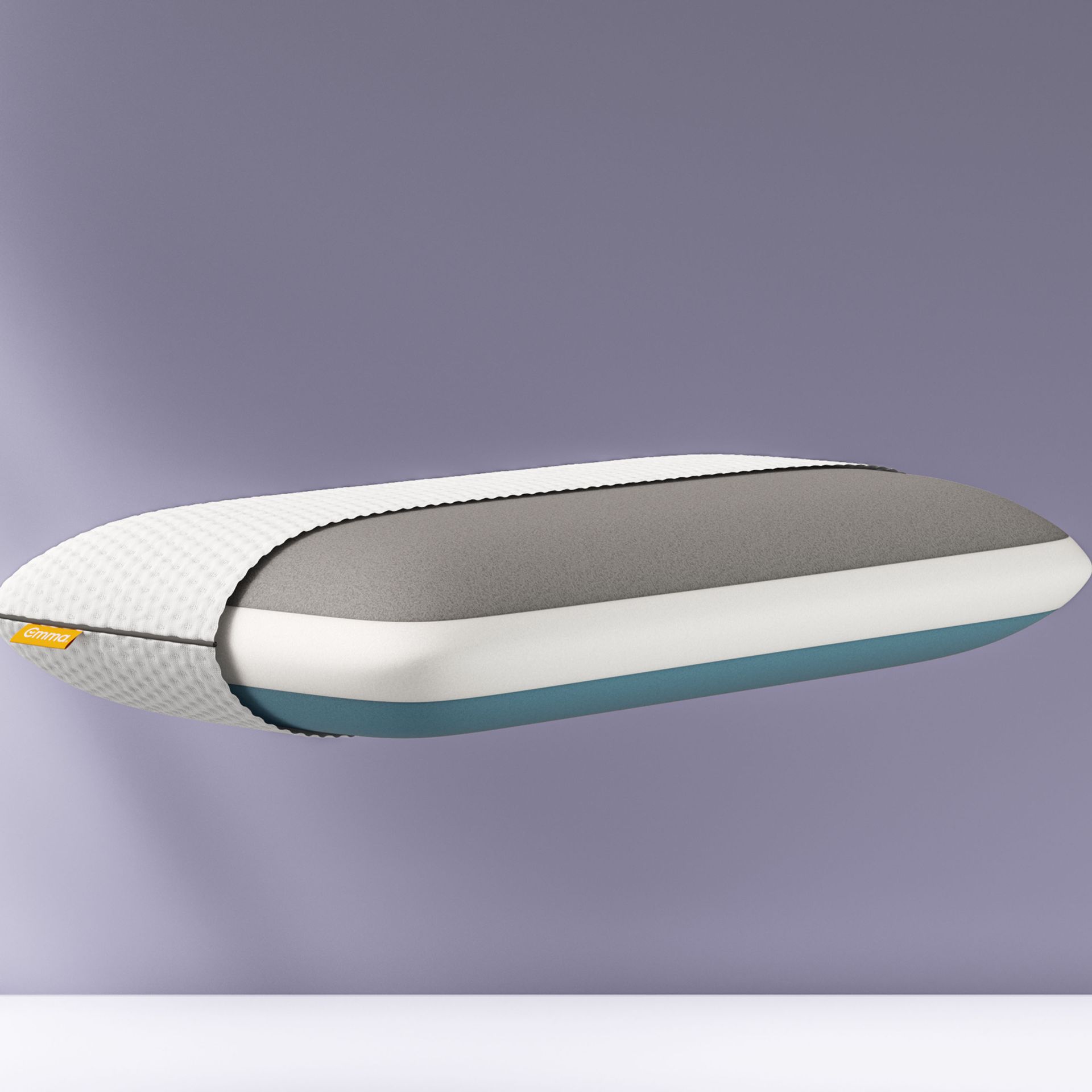 Almofada Emma Premium com corte lateral, mostrando as camadas internas