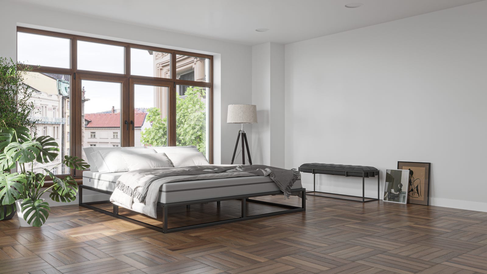Metal-bed-base-side-view-parquet