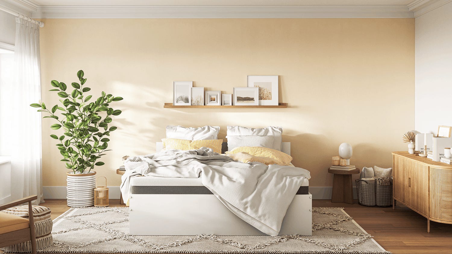 White-wooden-bed-front-view