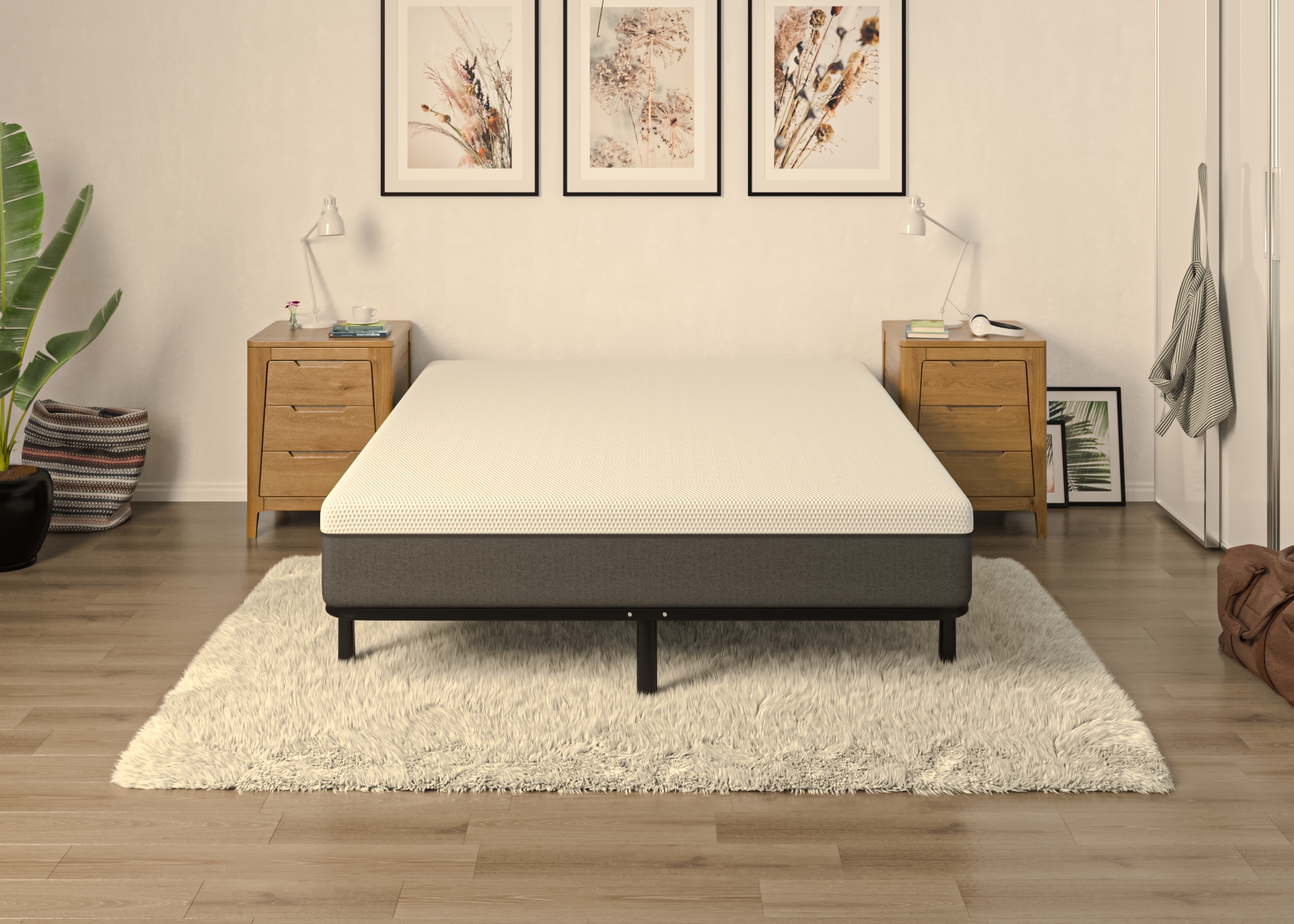 Queen mattress and platform shop bed set