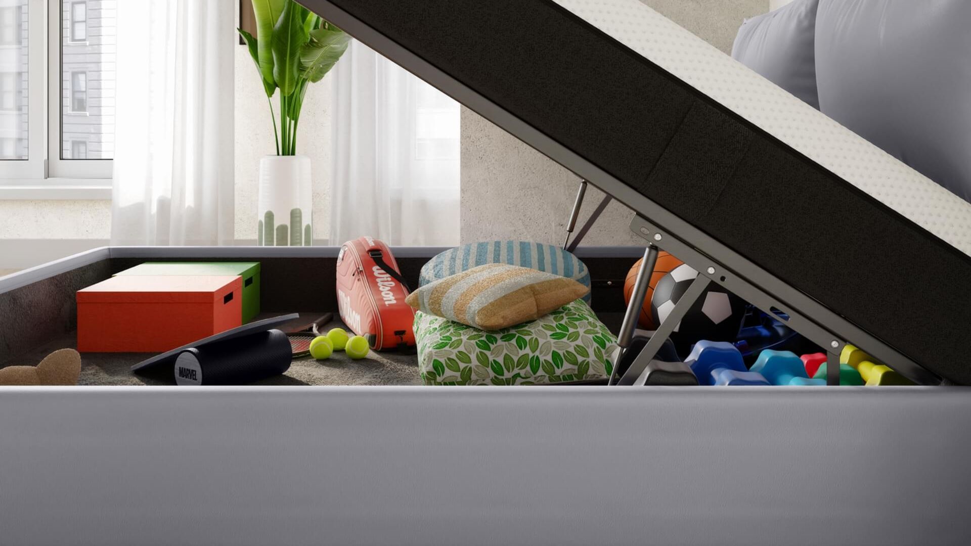 dettaglio meccanismo di apertura di letto contenitore