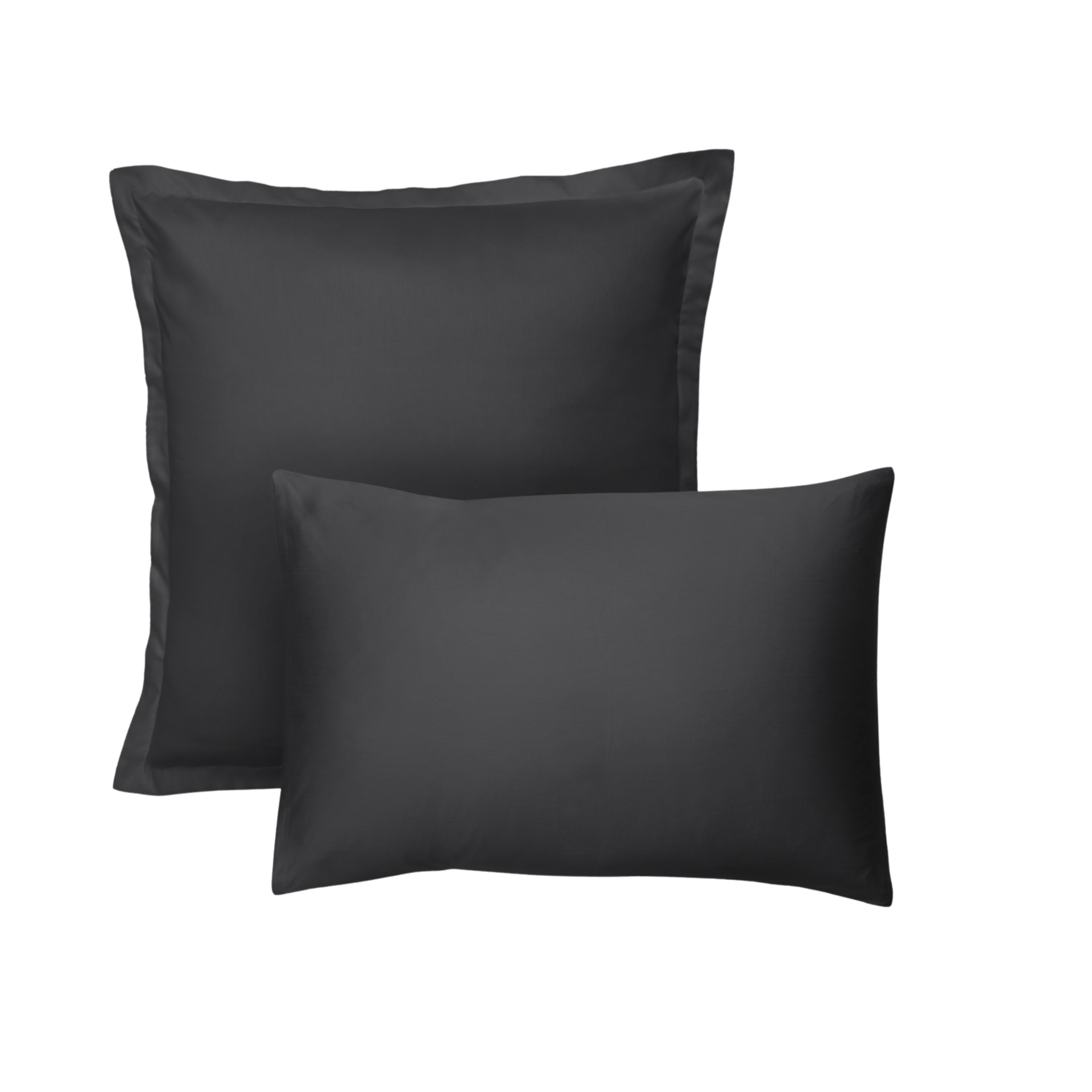Zwei Emma Premium Kopfkissenbezüge in dunkelgrau.