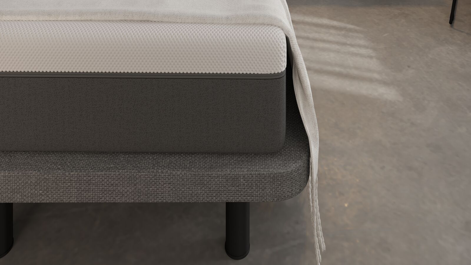 base tapizada emma gris con colchon