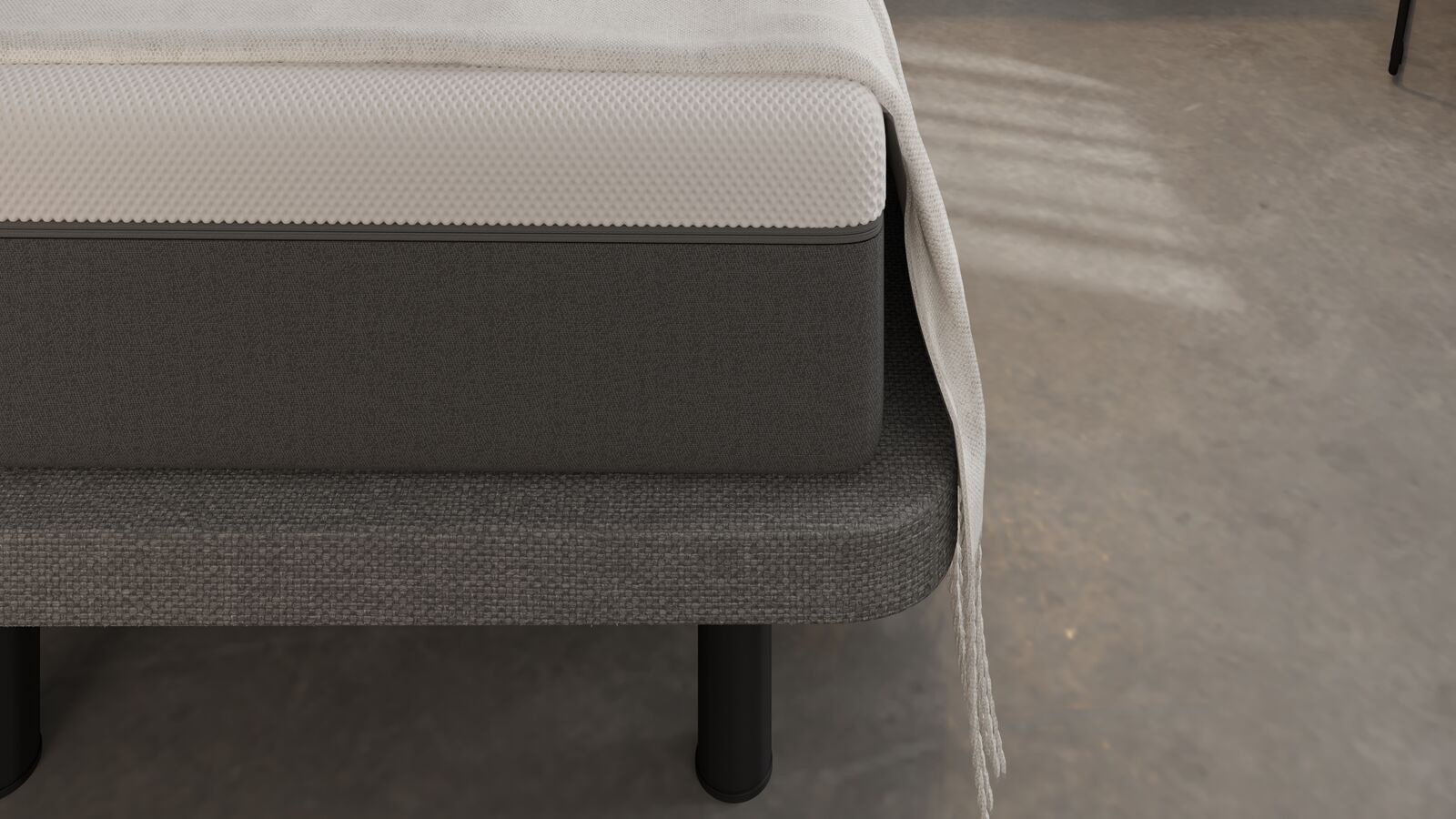 base tapizada emma gris con colchon