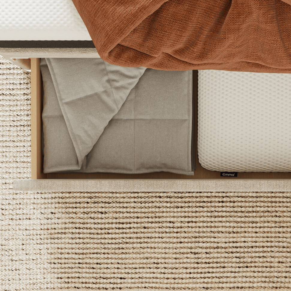 Underbed storage space.