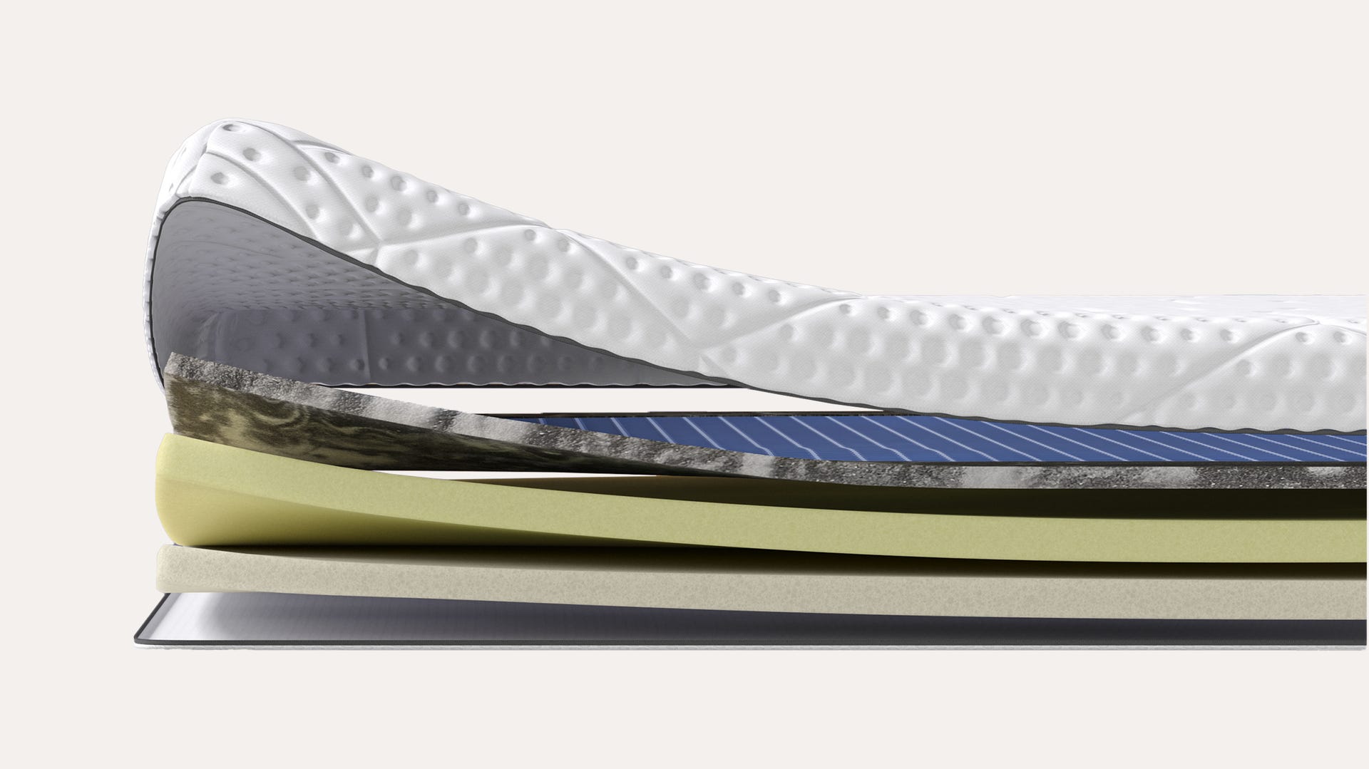 Vista a strati di un topper con materiali multicolore