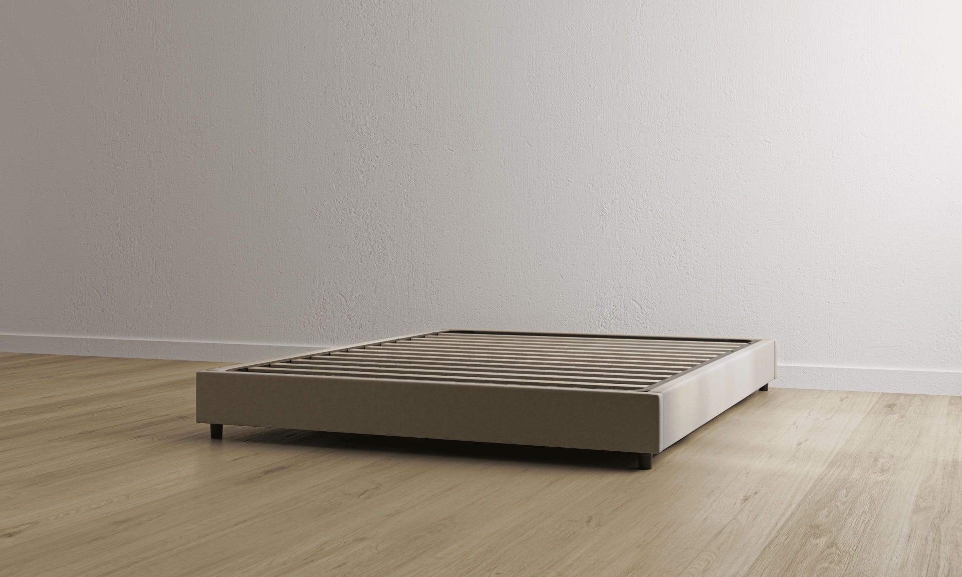 Letto contenitore beige senza testiera