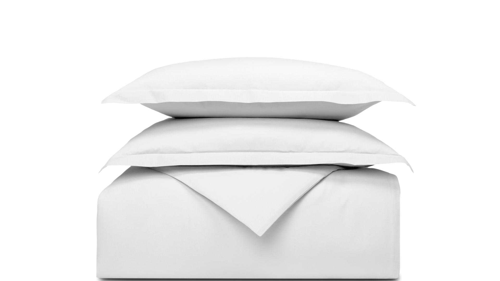 Emma Classic Bettwäscheset mit zwei Kissenbezügen und einem Bettdeckenbezug in weiss.